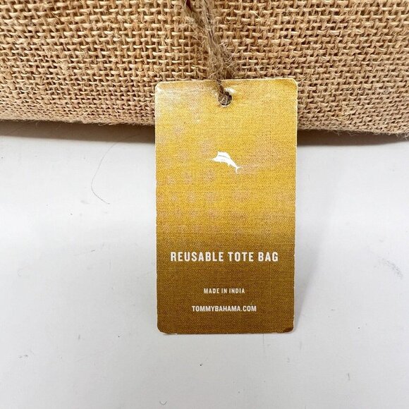 Tommy Bahama Reusable Tote Beach Bag Jute Bottom Rope Handles XL Large Striped - Picture 5 of 9